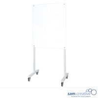 Lavagna bianca in vetro bianca magnetica su supporto mobile bianco 120x240 cm